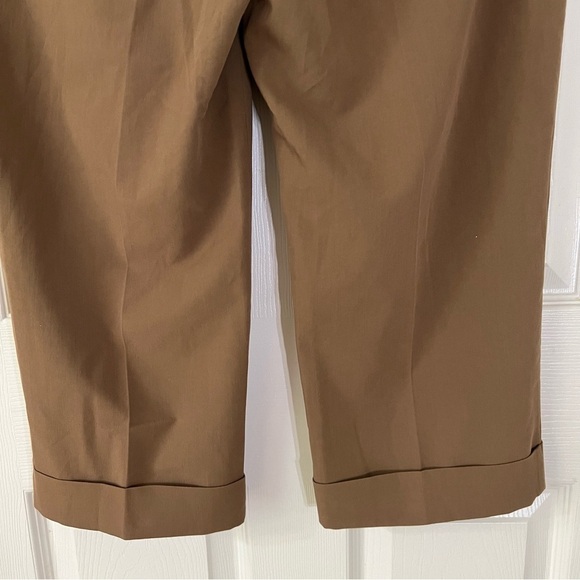 2/$25 Larry Levine Womens Cullote Pants Capri 10 Brown High Waist Flat Loose - Picture 10 of 16
